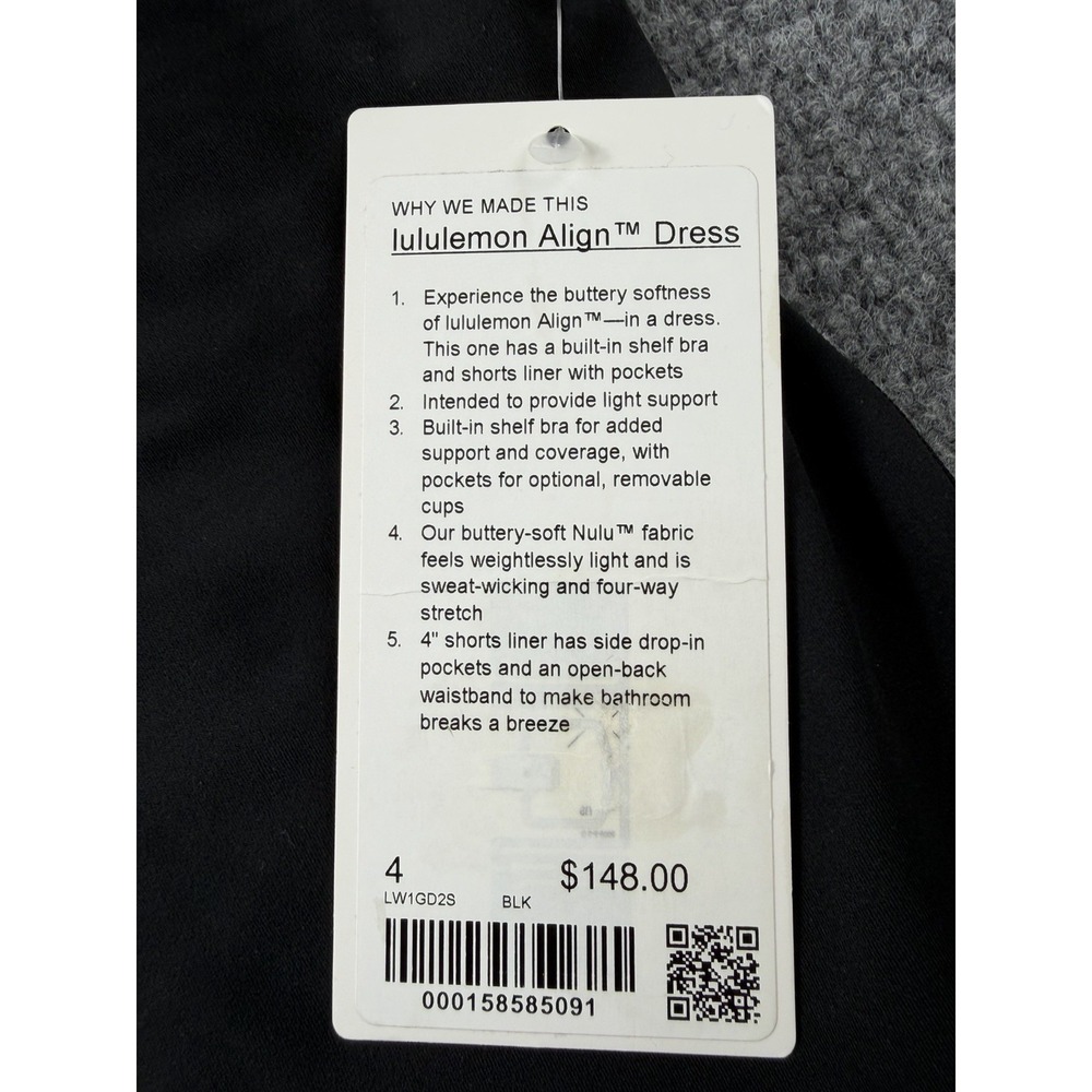NWT Lululemon Align Dress Black Size 4 Built-In Shorts Pockets Nulu Fabric - Picture 2 of 9